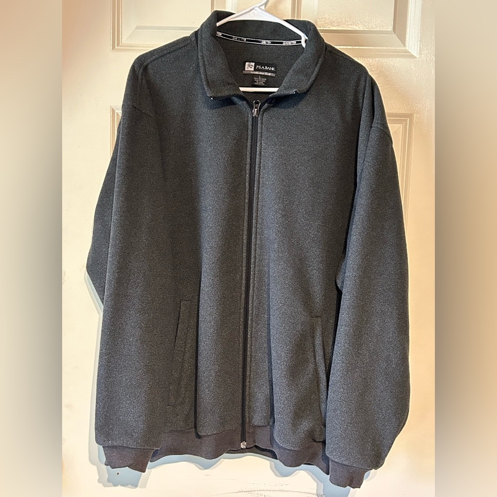 JoS. A. Bank Mens Large Grey Fleece Leadbetter Golf Jacket Full Zip Windbreaker